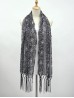 Sequined Flower Mesh Scarf W/ Fringe